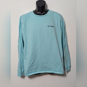 Men's Columbia PFG Aqua Blue Long Sleeve Outdoor Shirt Large